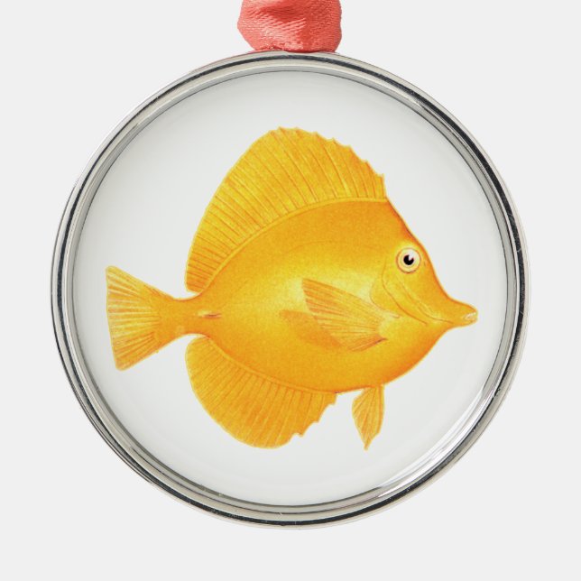 Yellow Tang Fish Metal Ornament (Front)