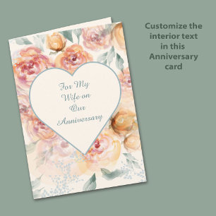 Yellow, Tangerine and Cream Roses Anniversary Card