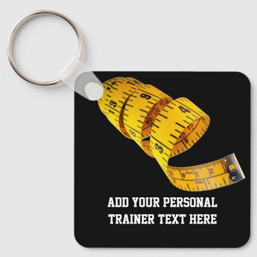 Yellow Tape Measure Personal Trainer Weight Loss Keychain