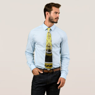 Yellow Tape Roller Coaster Ride on Fractal Rails Neck Tie