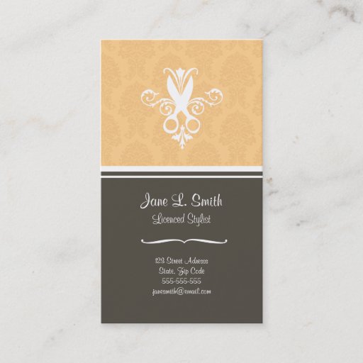 Customizable Yellow Tapestry Scissors Business Card Template