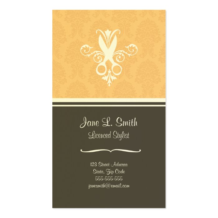 Yellow Tapestry Scissors Business Card Template