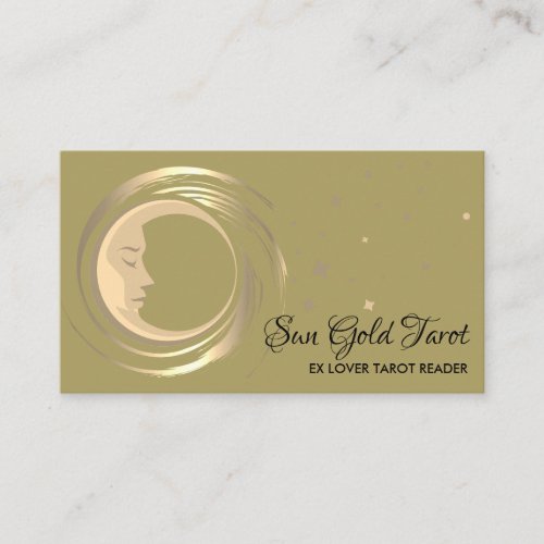 Yellow Tarot Reader Stars Moon Sun Celestial Business Card