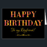 Yellow Tartan on Black Birthday Card for Boyfriend<br><div class="desc">A chic Birthday Card for a Boyfriend,  with Happy Birthday in red and yellow tartan lettering on a black background. This digital design is part of the Posh & Painterly 'Rangoli Collection'.</div>