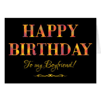 Yellow Tartan on Black Birthday Card for Boyfriend
