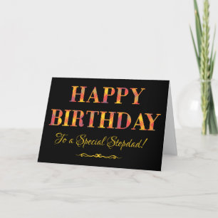 Yellow Tartan on Black Birthday Card for Stepdad