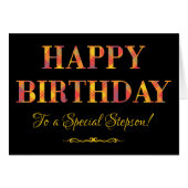 Yellow Tartan on Black Birthday Card for Stepson (Front Horizontal)
