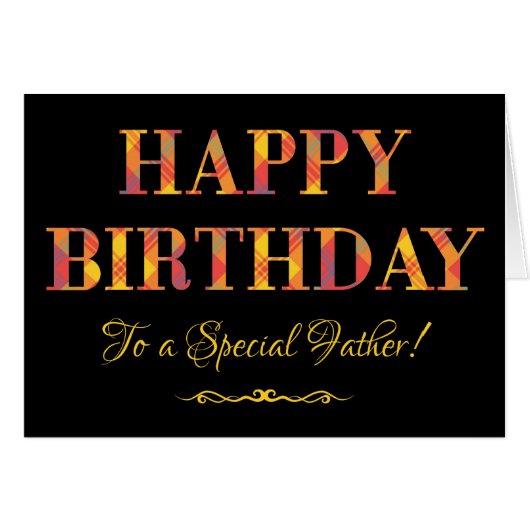 Yellow Tartan on Black Birthday for Father (Front Horizontal)