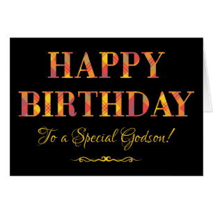 Yellow Tartan on Black Birthday for Special Godson Cards