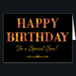 Yellow Tartan on Black Birthday for Special Son Cards<br><div class="desc">A chic Birthday Card for a Son,  with Happy Birthday in red and yellow tartan lettering on a black background. This digital design is part of the Posh & Painterly 'Rangoli Collection'.</div>