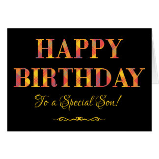 Yellow Tartan on Black Birthday for Special Son Cards