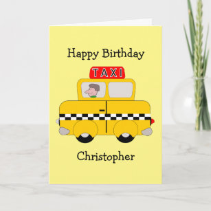 Yellow Taxi Birthday Card