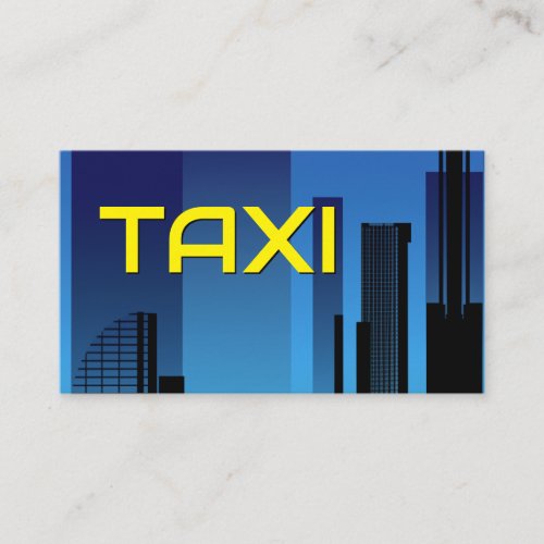 Yellow TAXI blue cityskyline taxi driver cabdriver Business Card