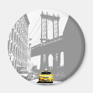 Yellow Taxi Brooklyn Bridge Nyc New York City Magnet