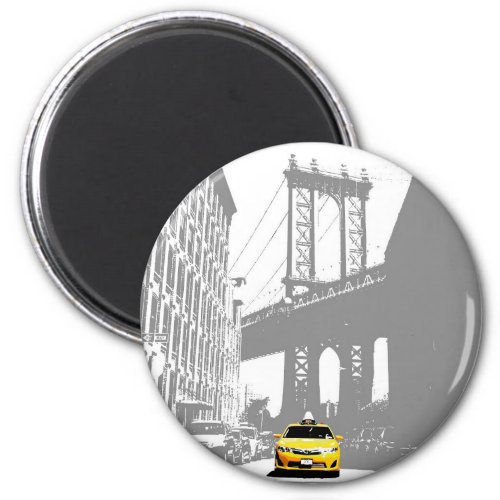 Yellow Taxi Brooklyn Bridge Nyc New York City Magnet