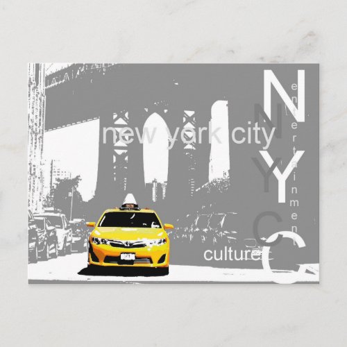 Yellow Taxi Brooklyn Bridge Nyc New York City Postcard