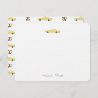 Yellow Taxi Cab and Pretzel NYC Thank You Note Card