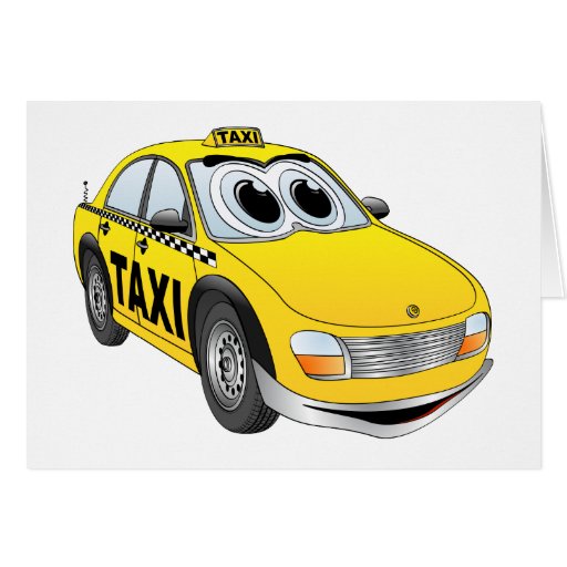 Yellow Taxi Cab Cartoon Cards | Zazzle