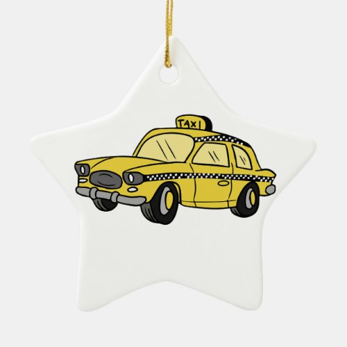 Yellow Taxi Cab Ceramic Ornament