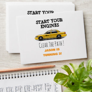 Yellow Taxi Cab City Boys Birthday Envelope