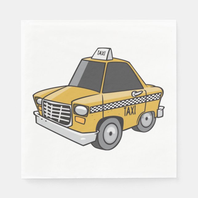 Yellow Taxi Cab City Transportation Napkins (Front)