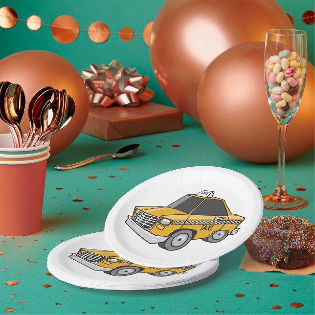 Yellow Taxi Cab City Transportation Paper Plates (Creator Uploaded)