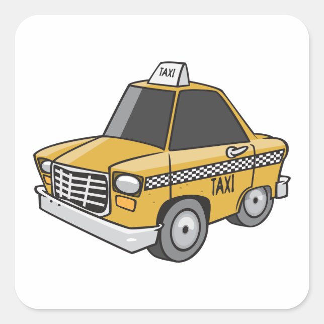 Yellow Taxi Cab City Transportation Square Sticker (Front)