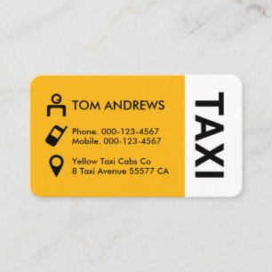 Yellow Taxi Cab Icons Driver Business Card