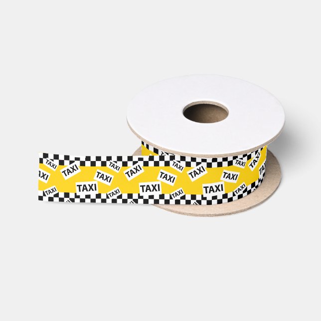 Yellow Taxi Cab New York Taxi Driver Satin Ribbon (Spool)
