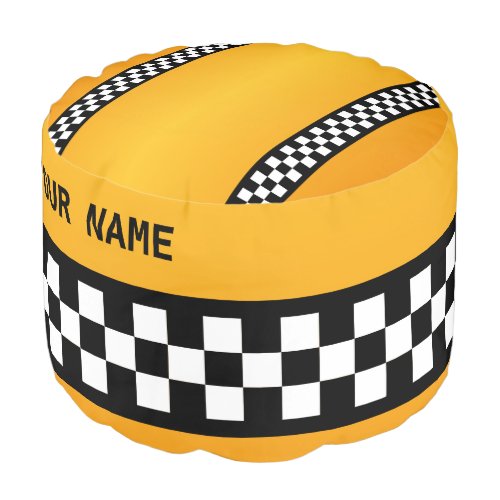 Yellow Taxi Cab Personalized Pouf