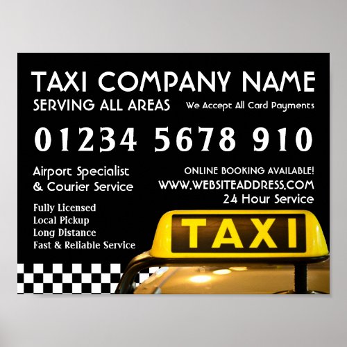 Yellow Taxi Cab Sign Advertising