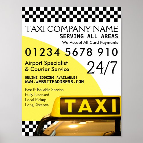 Yellow Taxi Cab Sign Advertising