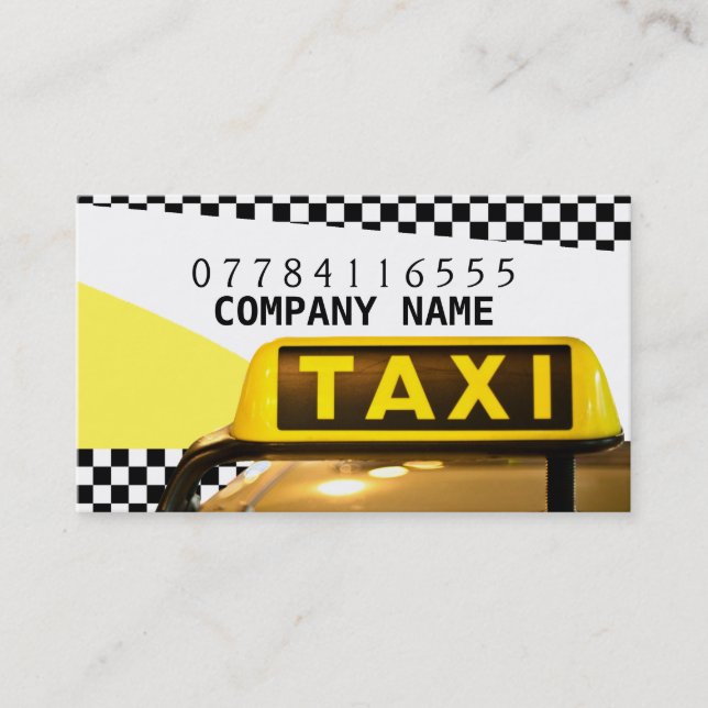 Yellow Taxi Cab Sign And Strips Business Card (Front)
