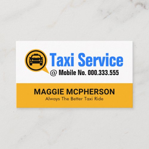 Yellow Taxi Cab Speech Box Business Card