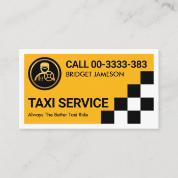Yellow Taxi Check Box Driving Business Card by keikocreativecards at Zazzle