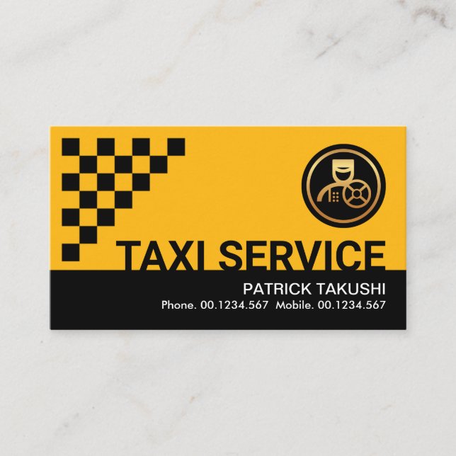 Yellow Taxi Check Boxes Business Card (Front)