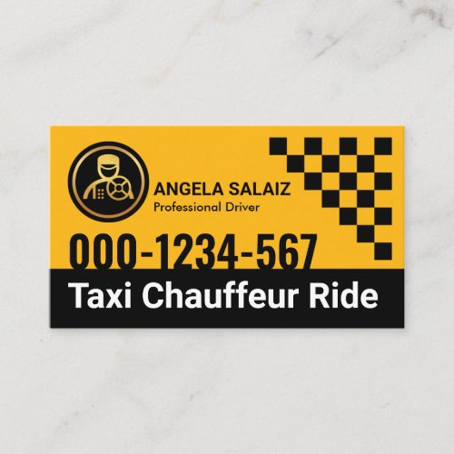 Yellow Taxi Check Boxes Chauffeur Business Card
