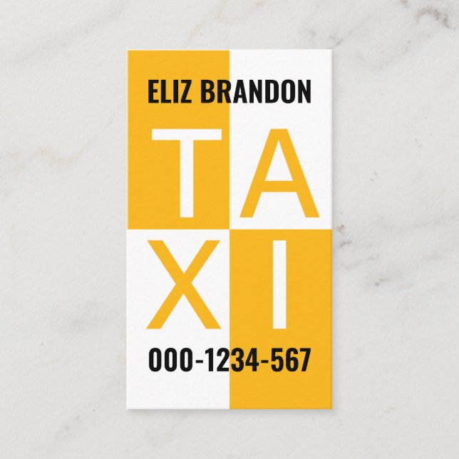 Yellow Taxi Checked Box Driving Business Card (Front)