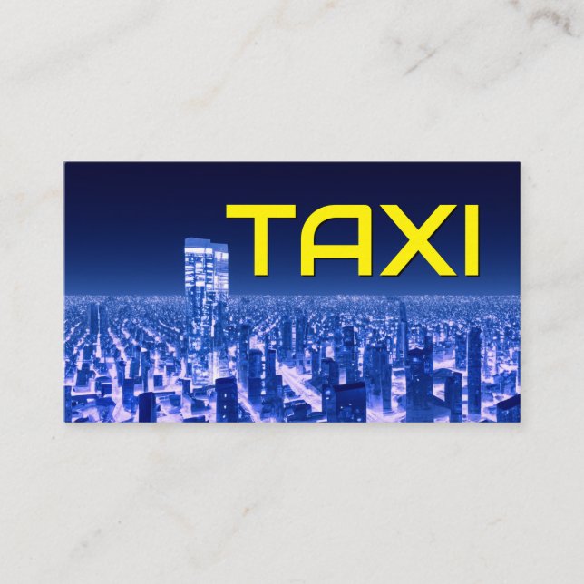 Yellow TAXI city neon lights taxi driver cabdriver Business Card (Front)