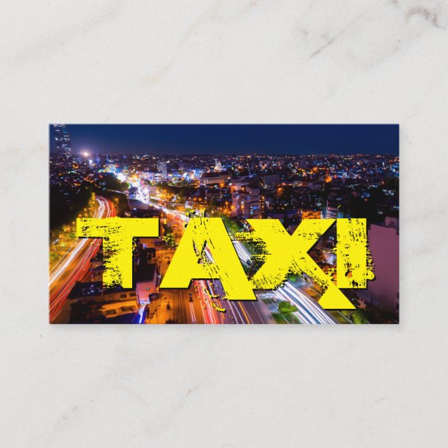 Yellow TAXI city neon lights taxi driver cabdriver Business Card (Front)