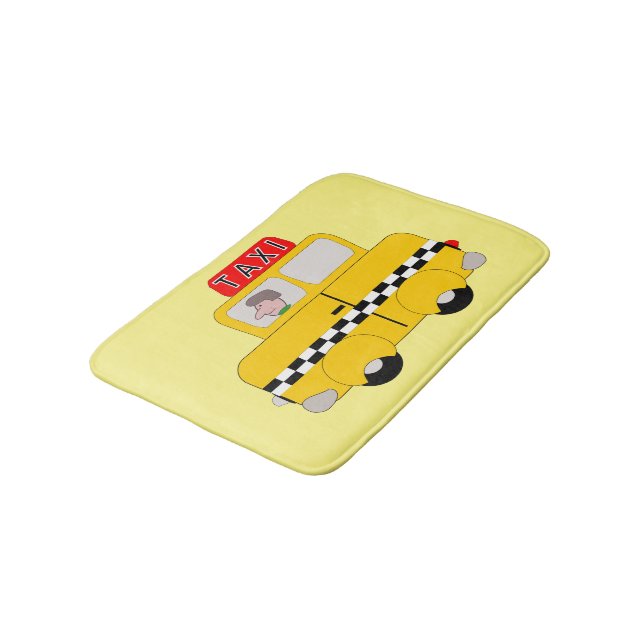 Yellow Taxi Design Bathroom Mat (Angled)