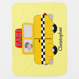 Yellow Taxi Design Just Add Name Swaddle Blanket