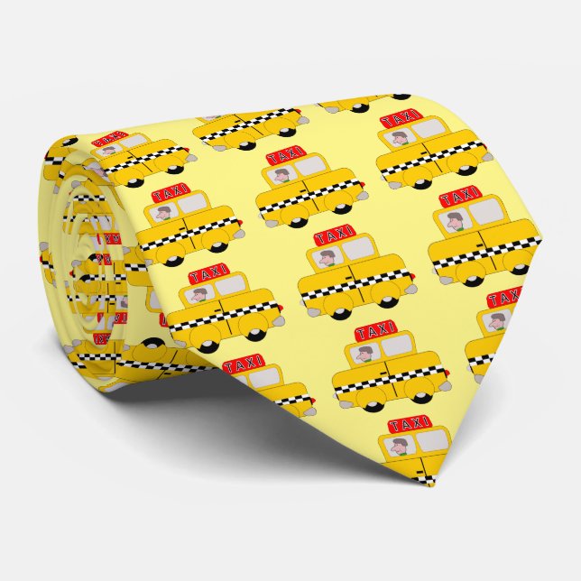 Yellow Taxi Design Neck Tie (Rolled)