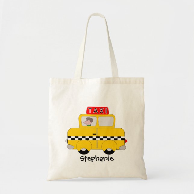 Yellow Taxi Design Tote Bag (Front)