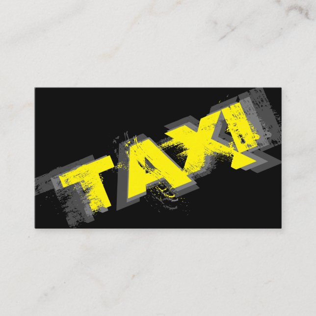 Yellow TAXI for professional taxi driver cabdriver Business Card (Front)