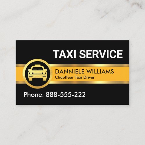 Yellow Taxi Gold Line Driving Business Card