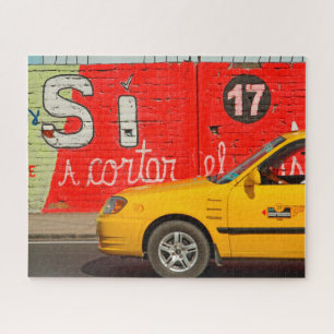 Yellow taxi & graffiti, Ecuador Jigsaw Puzzle