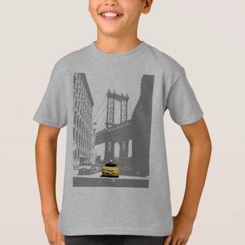 Yellow Taxi New York City Nyc Brooklyn Bridge Boys T_Shirt