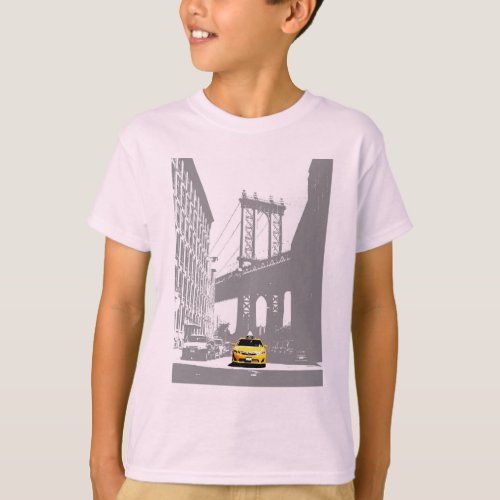 Yellow Taxi New York City Nyc Brooklyn Bridge Boys T_Shirt