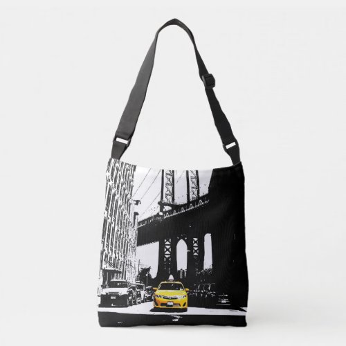 Yellow Taxi Nyc New York City Brooklyn Black Color Crossbody Bag